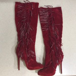 Red Fringe Boots
